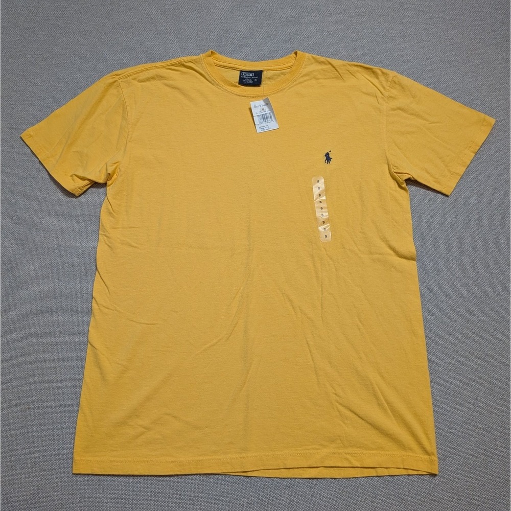 Polo Ralph Lauren Men's Yellow Small Crew Neck 100% Cotton T-Shirt Pony Logo NWT